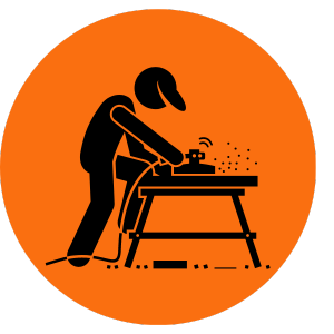 Icon of a worker resizing a cabinet, symbolizing Number2Project's cabinet resizing services.
