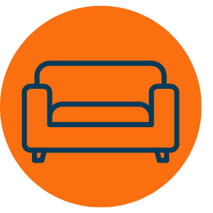 Icon depicting a sofa, indicating Number2Project's specialized sofa repair service