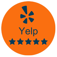 Yelp badge with 5 stars, representing top-tier customer ratings for Number2project's repair services.