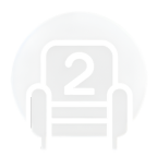Number2Project logo featuring a blue recliner with an orange backdrop, symbolizing mobile furniture repair services