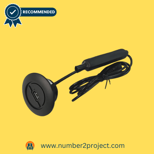 A black Fromann recliner switch with two buttons, a USB port, and a blue light indicator.