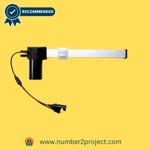 Fruhdi's power recliner motor actuator model R8121, showcased with a sleek design and connectors, recommended by Number2project for sofas and lift chairs.