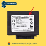 A detailed image of the Okin recliner motor controller model JLDP-11 with specification label, highlighted by a recommended badge and indicated by a red arrow.