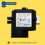 Close-up of a black Limoss recliner motor actuator with detailed specifications and a verified recommended badge, indicating top quality.