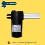 Close-up of the Fruhdi Power Recliner Lift Chair Motor Actuator Model ML8 ML8-233 with a black casing on a yellow background, recommended by Number2project.