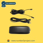 A Number2project recommended power recliner power supply kit, featuring two cables and a black adapter box, against a bright yellow background