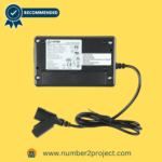 TiMOTION TP2 TP2P IP20 5 Pin AC/DC power supply transformer with detailed label, 29V 2.5A output, shown on a yellow background