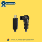 Close-up of HWX power supply connectors for lift chairs and recliners, featuring one straight and one right-angled plug, against a yellow background