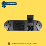 Underside view of the #305 Power Supply for electric recliners, showing detailed label information and connectors on a yellow background