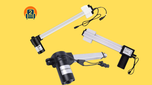 Four essential electric recliner parts on a yellow background with Number2project logo.