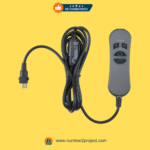 Full view of 4-button power recliner hand control with inline remote and 5-pin male connector for sofa and recliner lift chairs.