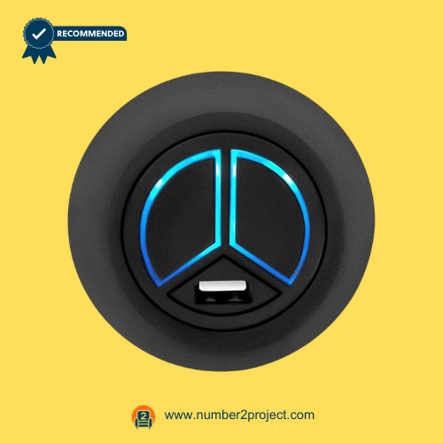 Dual-view of the Podoy Power Recliner round switch with USB port and 2 buttons, alongside a 5-pin plug, compatible with various recliner brands.