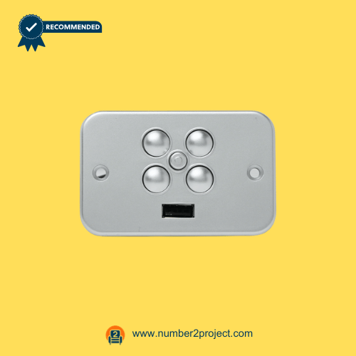 Front view of 23300019X000 five-button recliner switch with USB port for lift chair repair.