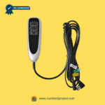 23300575X000 6 Button Recliner Remote Controller shown with full cable and 3 plug connectors for lift chair repairs