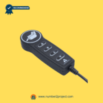 Side-angle view of a 4-button recliner remote controller showing ergonomic shape and labeled position buttons.