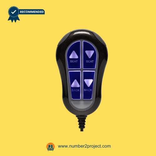 4-button-recliner-remote-seat-back-control-01.png 4-button recliner remote with illuminated SEAT and BACK control buttons on a yellow background.