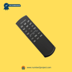 Angled view of the OKIN RF44.18.11 wireless remote controller highlighting position and massage control buttons.