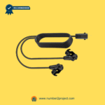 Dual recliner extension cable harness with two connectors and flexible cabling on a yellow background.