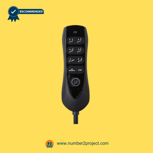 Front view of OKIN HS.10.09.03B 9-button 5-pin handset controller for massage, heat, and recline – Number2Project sofa and recliner repair