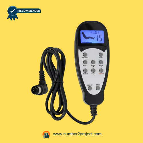 Front View of eMoMo NHX032D2HL 10-Button Recliner Remote with LCD – Number2Project Front display and buttons of the eMoMo NHX032D2HL 10-button 5-pin recliner remote controller with LCD screen for Number2Project sofa and recliner repair.