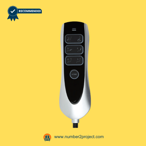 Front of OKIN JLDK.38.04.08 seven-button remote controller with USB backlit keys for Number2Project sofa and recliner repair.