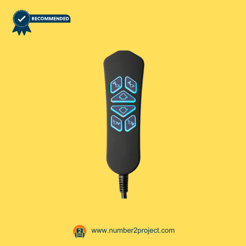 Front view of the universal 4-button 5-pin remote controller for lift chairs and power recliners – Number2Project repair