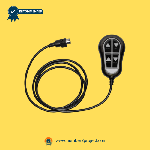 Full Remote with Cable – 4 Button 5 Pin Recliner Handset for Number2Project Repair 4-button recliner remote controller with attached cable and 5-pin connector for Number2Project recliner repair