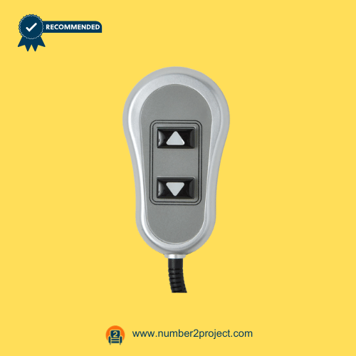 HC13-1M-0U01 Two Button Recliner Remote Front View – Number2Project Front view of HC13-1M-0U01 two-button backlit recliner remote controller for Number2Project sofa and recliner repair services.