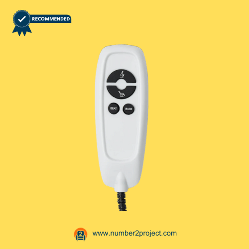 HDM-H7 Four Button Remote Controller Front View – Number2Project Recliner Repair Front view of the HDM-H7 four-button 5-pin lift chair remote controller with USB, used for Number2Project sofa and recliner repair services.