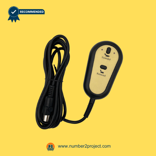 JLDK-02-11-07B-Lift-Chair-Remote-Controller-With-Cable JLDK.02.11.07B lift chair remote controller shown with long cable and 5 pin connector