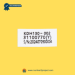 KDH130-002 7-button dual 5-pin recliner and lift chair hand controller label showing model number, production code, and serial number close up Number2project