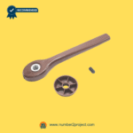 Close-up of star hole lever with set screws for recliner chair mechanism