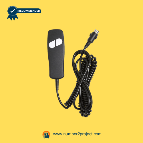 Limoss-HC110-2-Button-Hand-Control-Coiled-Cable-5Pin-Number2Project Limoss HC110 two-button handset remote with coiled 5-pin cable for single motor lift chair replacement by Number2Project