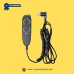 Limoss HC130+1 two-button remote controller with coiled cable and right-angle 5-pin plug — replacement for recliner lift chairs