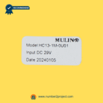 MULIN HC13-1M-0U01 two button backlit recliner remote controller label showing model number, DC 29V input rating, and manufacture date close up Number2project