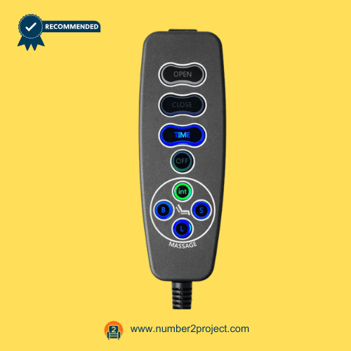 Mulin HR109-O-V-WS-25SL2-5-01 8-Button Recliner Remote Controller – Front View 8-button recliner remote controller front view Mulin HR109-O-V-WS-25SL2-5-01 massage recliner hand control with timer and intensity functions Number2project