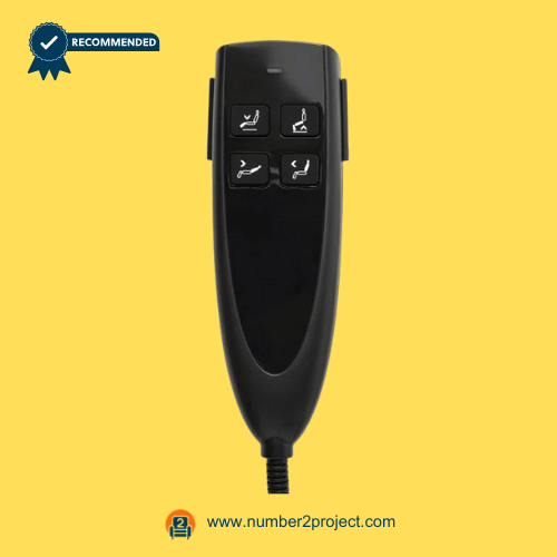 OKIN HS.13.04.01A 4-Button Recliner Handset Controller – Front View 4-button recliner handset controller front view for OKIN HS.13.04.01A lift chair and power recliner hand control Number2project