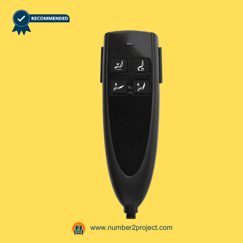 OKIN HS.13.04.03 — 4-Button 5-Pin Handset Controller for Recliners & Lift Chairs OKIN HS.13.04.03 four-button 5-pin handset controller remote for power recliner and electric lift chair, replacement recliner hand control with 5-pin connector compatible with OKIN motion furniture systems, controls recline, footrest, headrest, and lift functions – Sold by Number2project Sofa & Recliner Repair Experts