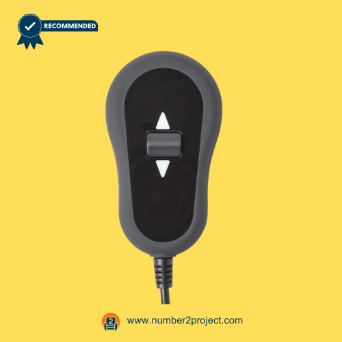 Raffel HC-6601-FR2 Toggle Switch Hand Controller for Power Recliner & Lift Chair – Front View Raffel HC-6601-FR2 recliner toggle switch hand controller up and down power recliner control wired hand control close up motion furniture controller Number2project