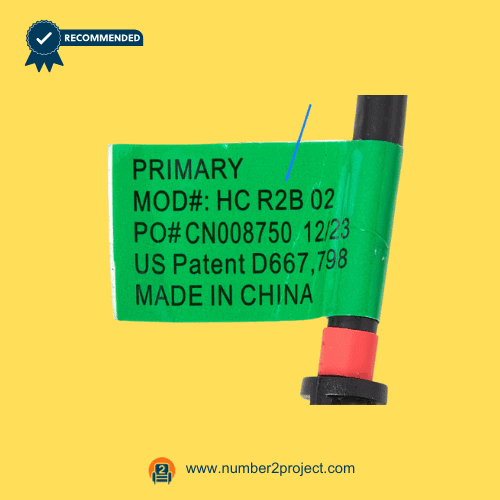 Raffel HC-R2B-02 recliner remote controller model label close up identification sticker motion furniture hand control model number tag Number2project