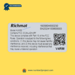 Richmat HJH55 identification label close up wireless adjustable bed remote controller model FCC information Number2project