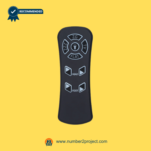 adjustable-bed-remote-memory-functions-01.png Adjustable bed remote controller with ZG, TV, Flat, and memory position buttons on a yellow background.