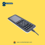 Angled view of an advanced recliner remote with display screen and multi-function control buttons on a yellow background.