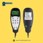 Front and back view of the NHX034KC8HL remote controller showing the LCD, function buttons, and model label for Number2Project recliner repair services.