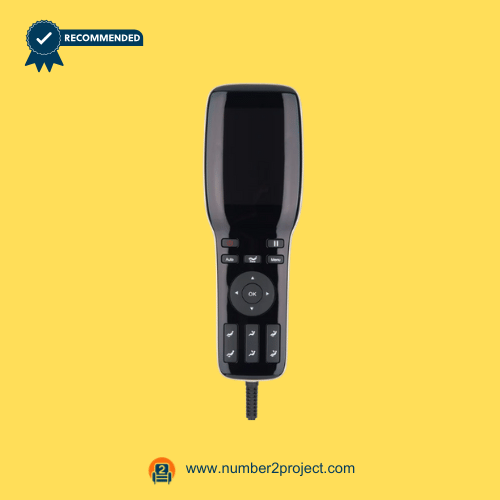 premium-recliner-remote-multi-function-01.png Premium multi-function recliner remote controller with display panel and navigation buttons on a yellow background.