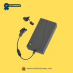 Recliner chair power adapter with green indicator light and detachable connector on a yellow background.