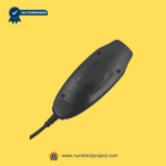 Back view of a recliner remote controller showing screw mounts and cable entry on a yellow background.