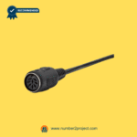 Recliner remote cable with round multi-pin DIN-style connector on a yellow background.