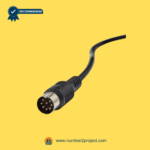 Close-up of a multi-pin recliner remote connector plug on a yellow background.