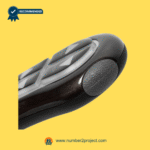 Close-up side view of a recliner remote showing textured grip and curved ergonomic design.